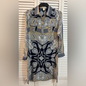 Gold Hawk Women's Silk Multicolor Long Sleeve Dress Size M